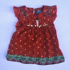 Floral Shirt w/ Hearts and Gold Accents, XS, EUC